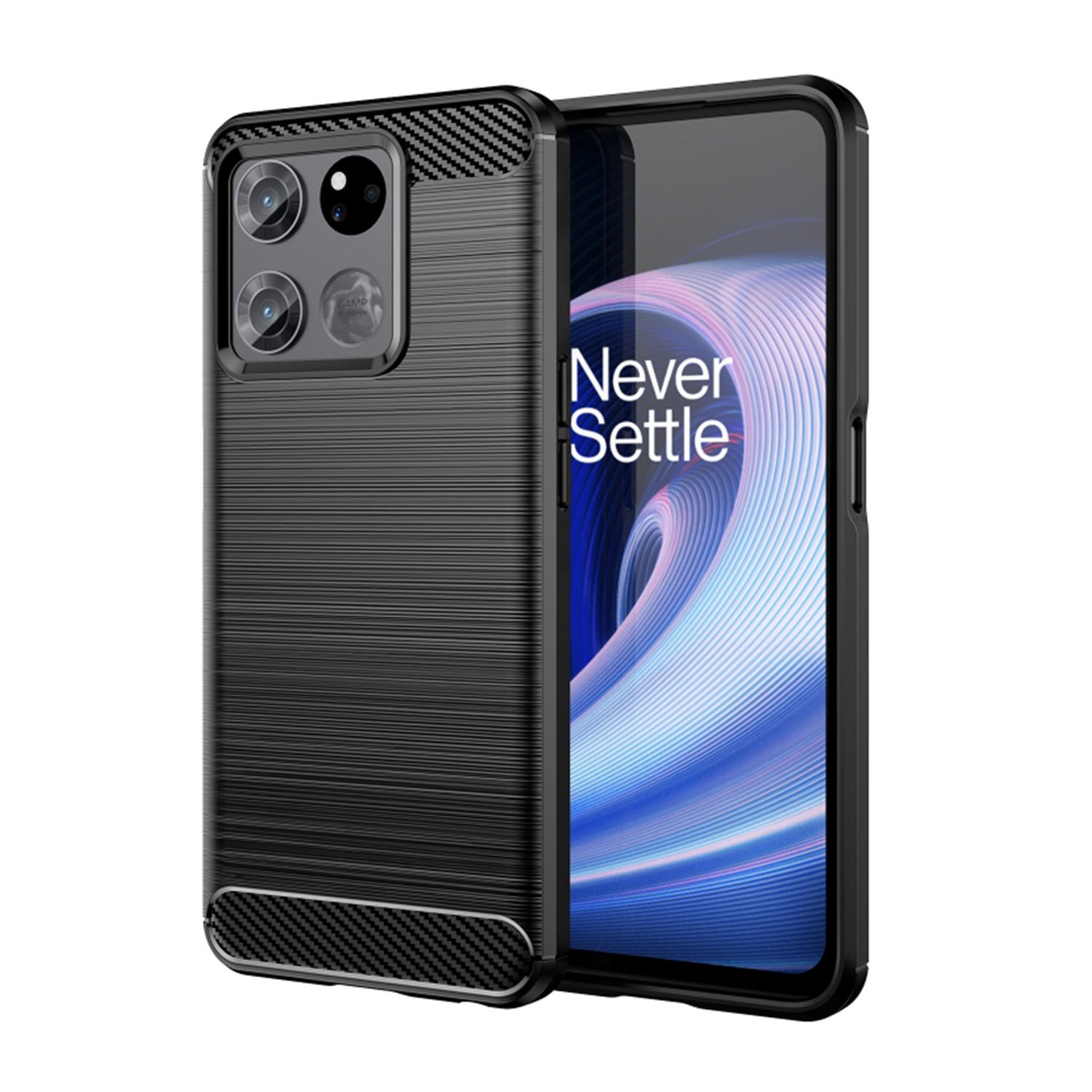 Microcase OnePlus Ace Racing Brushed Carbon Fiber Silikon Kılıf - Siyah