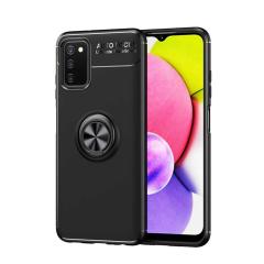 Microcase Samsung Galaxy A03s Focus Serisi Yüzüklü Kılıf - Siyah