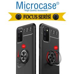 Microcase Samsung Galaxy A03s Focus Serisi Yüzüklü Kılıf - Siyah