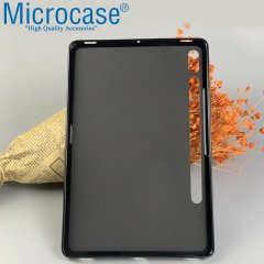Microcase Samsung Galaxy Tab S7 Plus T970 12.4 inch Siyah Silikon Kılıf + Ekran Koruma Filmi