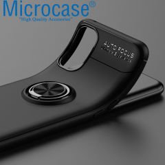 Microcase Oppo Reno 4 4G Focus Serisi Yüzük Standlı Silikon Kılıf - Siyah