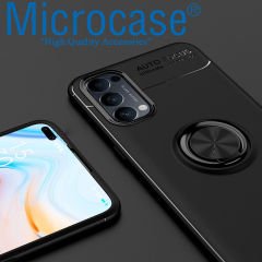 Microcase Oppo Reno 4 4G Focus Serisi Yüzük Standlı Silikon Kılıf - Siyah