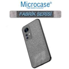 Microcase Xiaomi 12S Fabrik Kumaş ve Deri Desen Kılıf - Gri