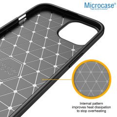Microcase Apple iPhone 14 Brushed Carbon Fiber Silikon Kılıf - Siyah