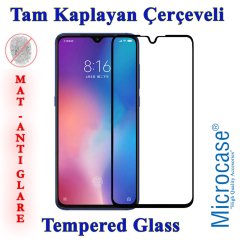 Microcase Xiaomi Mi 9 Tam Kaplayan Çerçeveli Tempered Ekran Koruyucu - MAT SİYAH