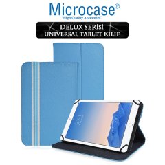 Microcase iPad Air 2 Delüx Serisi Universal Standlı Deri Kılıf - Turkuaz + Nano Esnek Ekran Koruma Filmi
