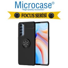 Microcase Oppo Reno 4 Pro 4G Focus Serisi Yüzük Standlı Silikon Kılıf - Siyah