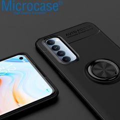 Microcase Oppo Reno 4 Pro 4G Focus Serisi Yüzük Standlı Silikon Kılıf - Siyah