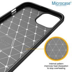 Microcase Apple iPhone 14 Plus Brushed Carbon Fiber Silikon Kılıf - Siyah