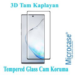 Microcase Samsung Galaxy Note 10 3D Curved Tam Kaplayan Tempered Glass Cam Koruma - Siyah