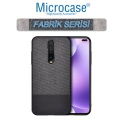 Microcase Xiaomi Redmi K30 Fabrik Serisi Kumaş ve Deri Desen Kılıf - Siyah