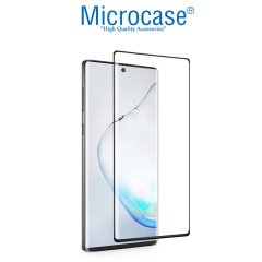 Microcase Samsung Galaxy Note 10 3D Curved Tam Kaplayan Tempered Glass Cam Koruma - Siyah