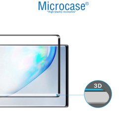 Microcase Samsung Galaxy Note 10 3D Curved Tam Kaplayan Tempered Glass Cam Koruma - Siyah
