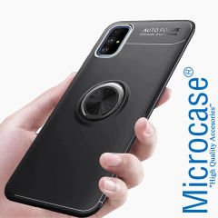 Microcase Samsung Galaxy S20 FE Fan Edition Focus Serisi Yüzük Standlı Silikon Kılıf - Siyah