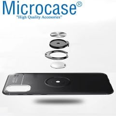 Microcase Samsung Galaxy S20 FE Fan Edition Focus Serisi Yüzük Standlı Silikon Kılıf - Siyah