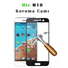 HTC M10 Tam Kaplayan Çerçeveli Tempered Cam Koruma