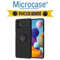 Microcase Samsung Galaxy M51 Focus Serisi Yüzük Standlı Silikon Kılıf - Siyah