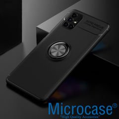 Microcase Samsung Galaxy M51 Focus Serisi Yüzük Standlı Silikon Kılıf - Siyah