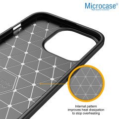 Microcase Apple iPhone 14 Pro Max Brushed Carbon Fiber Silikon Kılıf - Siyah