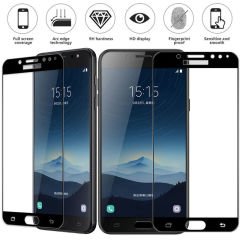 Samsung Galaxy C8 Tam Kaplayan Çerçeveli Tempered Cam Koruma
