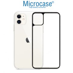 Microcase iPhone 11 Ön ve Arka Tam Kaplayan Çerçeveli Tempered Ekran Koruyucu Cam - Siyah
