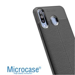 Microcase Samsung Galaxy M30 Leather Tpu Silikon Kılıf - Siyah + Tempered Glass Cam Koruma (SEÇENEKLİ)