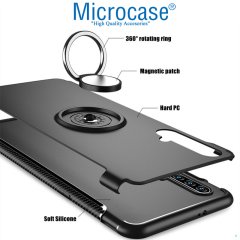 Microcase Huawei Honor 20 - Nova 5T Yüzük Standlı Armor Silikon Kılıf + Tempered Glass Cam Koruma