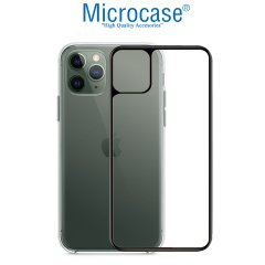 Microcase iPhone 11 Pro Ön ve Arka Tam Kaplayan Çerçeveli Tempered Ekran Koruyucu Cam - Siyah