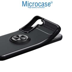 Microcase Samsung Galaxy S22 Focus Serisi Yüzük Standlı Silikon Kılıf - Siyah