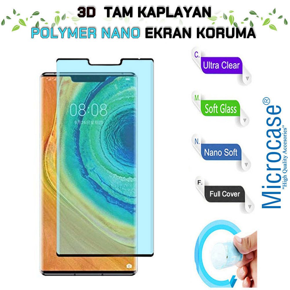 Microcase Huawei Mate Pro 3D Kavisli Tam Kaplayan Polymer Nano Ekran Koruma - Siyah
