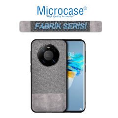 Microcase Huawei Mate 40 Fabrik Serisi Kumaş ve Deri Desen Kılıf - Gri