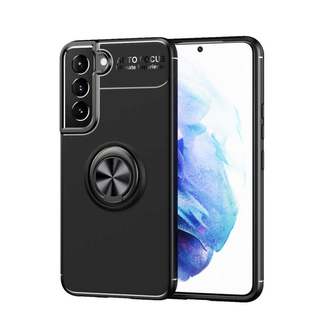 Microcase Samsung Galaxy S22 Plus Focus Serisi Yüzük Standlı Silikon Kılıf - Siyah