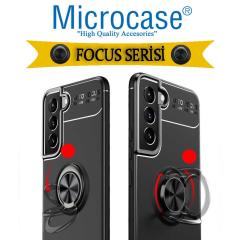Microcase Samsung Galaxy S22 Plus Focus Serisi Yüzük Standlı Silikon Kılıf - Siyah