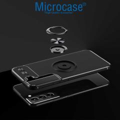 Microcase Samsung Galaxy S22 Plus Focus Serisi Yüzük Standlı Silikon Kılıf - Siyah