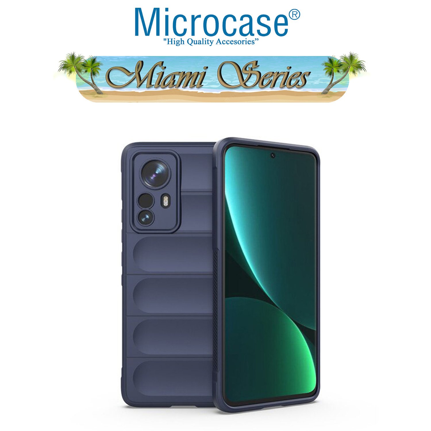 Microcase Xiaomi 12S Miami Serisi Darbeye Dayanıklı Silikon Kılıf - Lacivert