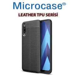 Microcase Samsung Galaxy A50 Leather Tpu Silikon Kılıf - Siyah + Tempered Glass Cam Koruma (SEÇENEKLİ)