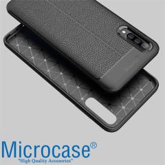 Microcase Samsung Galaxy A50 Leather Tpu Silikon Kılıf - Siyah + Tempered Glass Cam Koruma (SEÇENEKLİ)