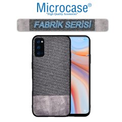 Microcase Oppo Reno 4 4G Fabrik Serisi Kumaş ve Deri Desen Kılıf - Gri