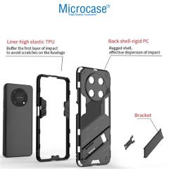 Microcase Huawei Nova Y90 Matrix Serisi Armor Standlı Perfect Koruma Kılıf - Siyah