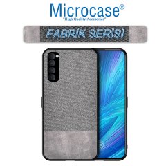 Microcase Oppo Reno 4 Pro Fabrik Serisi Kumaş ve Deri Desen Kılıf - Gri