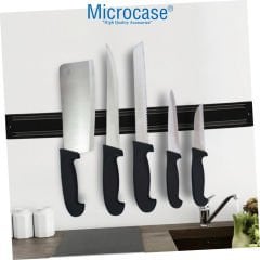 Microcase Mıknatıslı Bıçak Askısı 50cm Güçlü Bıçak Tutucu Bıçak Mutfak Organizer Bıçaklık AL4356 Siyah