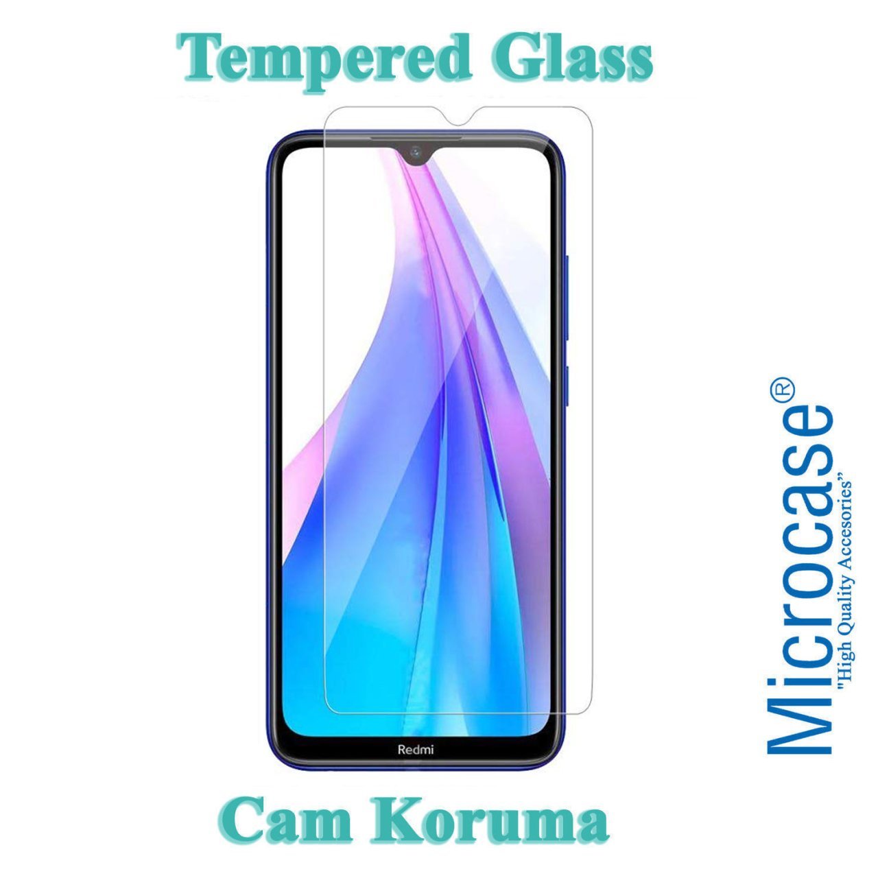 Microcase Xiaomi Redmi Note 8T Tempered Glass Cam Ekran Koruma