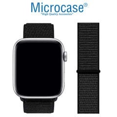 Microcase Apple Watch Seri 1 2 3 38mm Hasır Tasarım Kordon Kayış M-L KY5 Siyah
