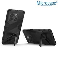 Microcase OnePlus Ace Pro - OnePlus 10T 5G Matrix Serisi Armor Standlı Perfect Koruma Kılıf - Siyah