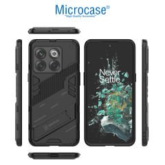 Microcase OnePlus Ace Pro - OnePlus 10T 5G Matrix Serisi Armor Standlı Perfect Koruma Kılıf - Siyah