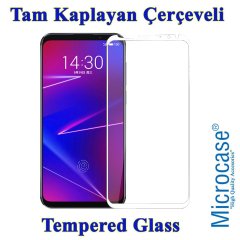 Meizu 16X Tam Kaplayan Çerçeveli Tempered Cam - Beyaz