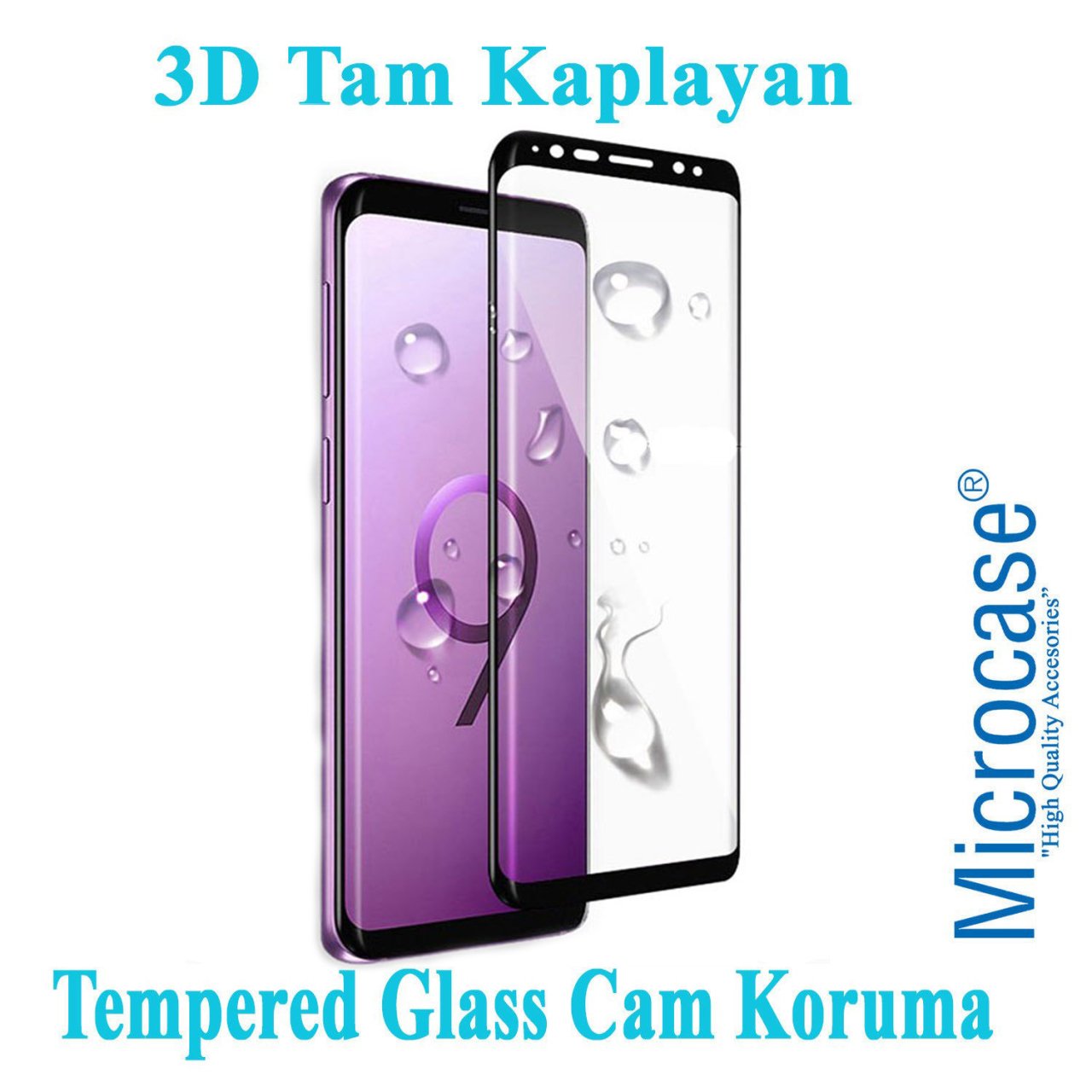 Microcase Samsung S9 Full Glue 3D Curved Tam Kaplayan Cam Koruma