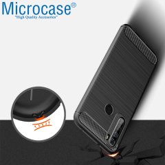 Microcase Xiaomi Redmi Note 8T Brushed Carbon Fiber Silikon Kılıf - Siyah