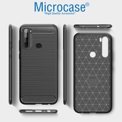 Microcase Xiaomi Redmi Note 8T Brushed Carbon Fiber Silikon Kılıf - Siyah