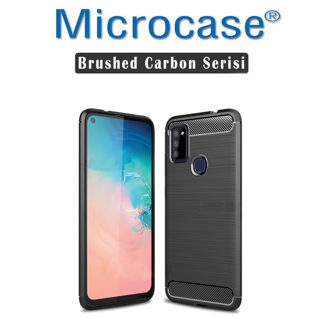 Microcase Samsung Galaxy M51 Brushed Carbon Fiber Silikon Kılıf - Siyah